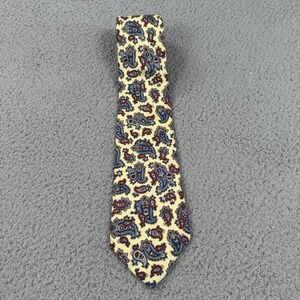 VTG 70's Christian Dior Paisley Silk Necktie Yellow Blue Classic Retro USA Italy